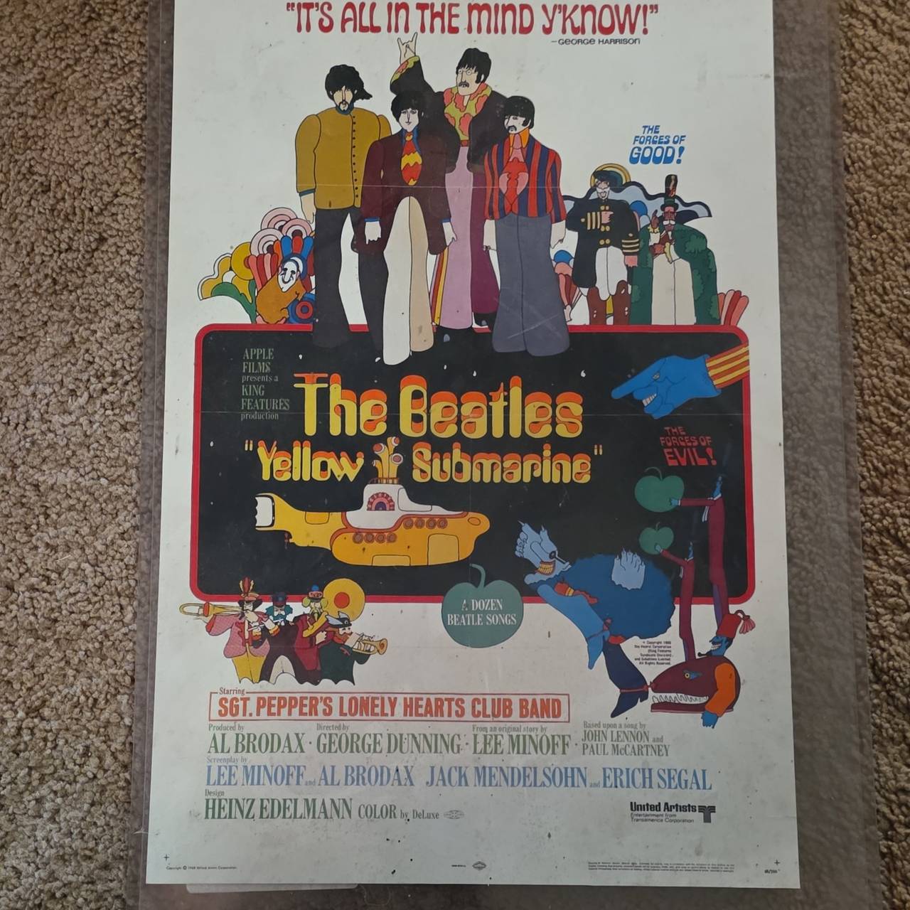 The Beatles Yellow Submarine Original 1968 Movie Poster