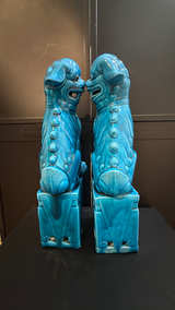 Turquoise Ceramic Foo Dogs Pair - Image 4