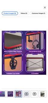 Bestier 44 inch Gaming Desk Black and Red Carbon Fiber Unopened Box - Image 3