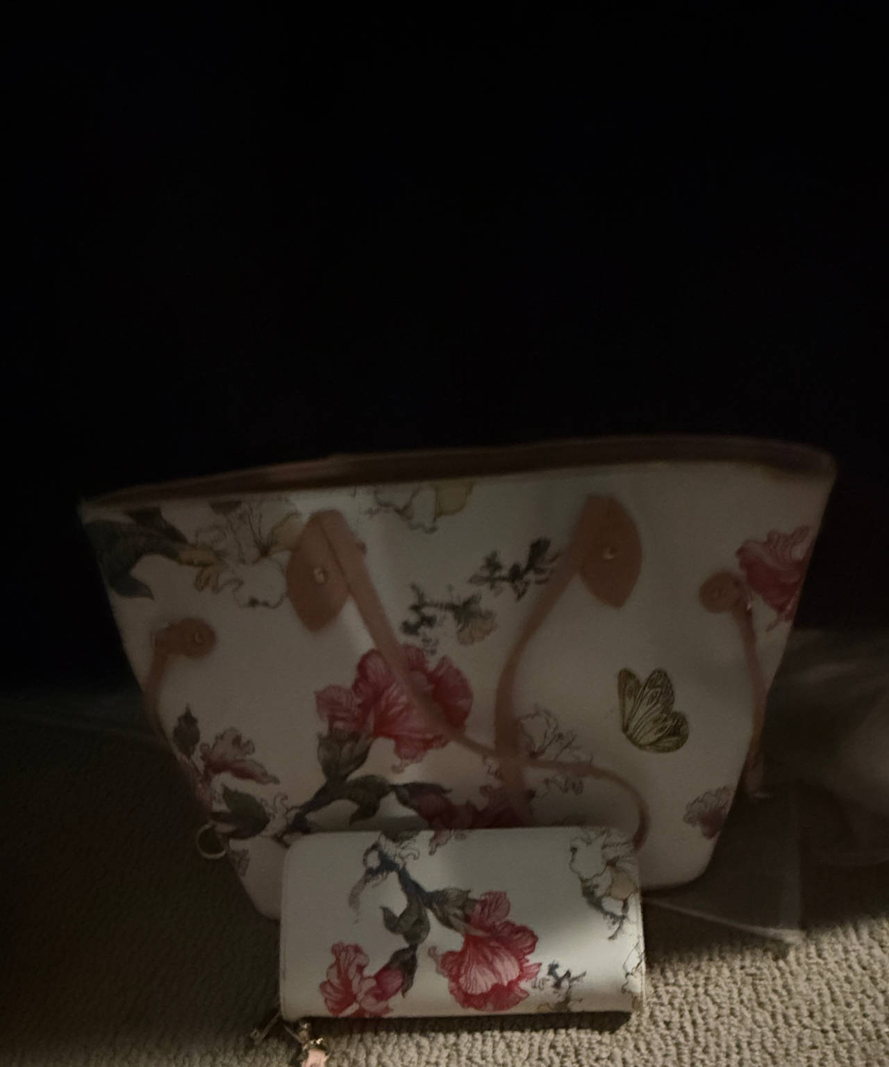 Floral Butterfly Tote Bag and Wallet Set