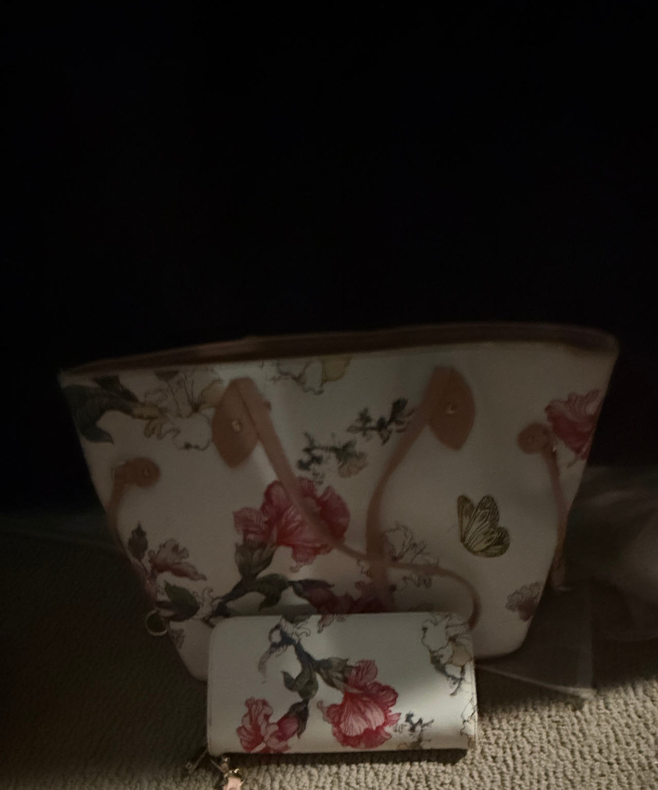 Floral Butterfly Tote Bag and Wallet Set