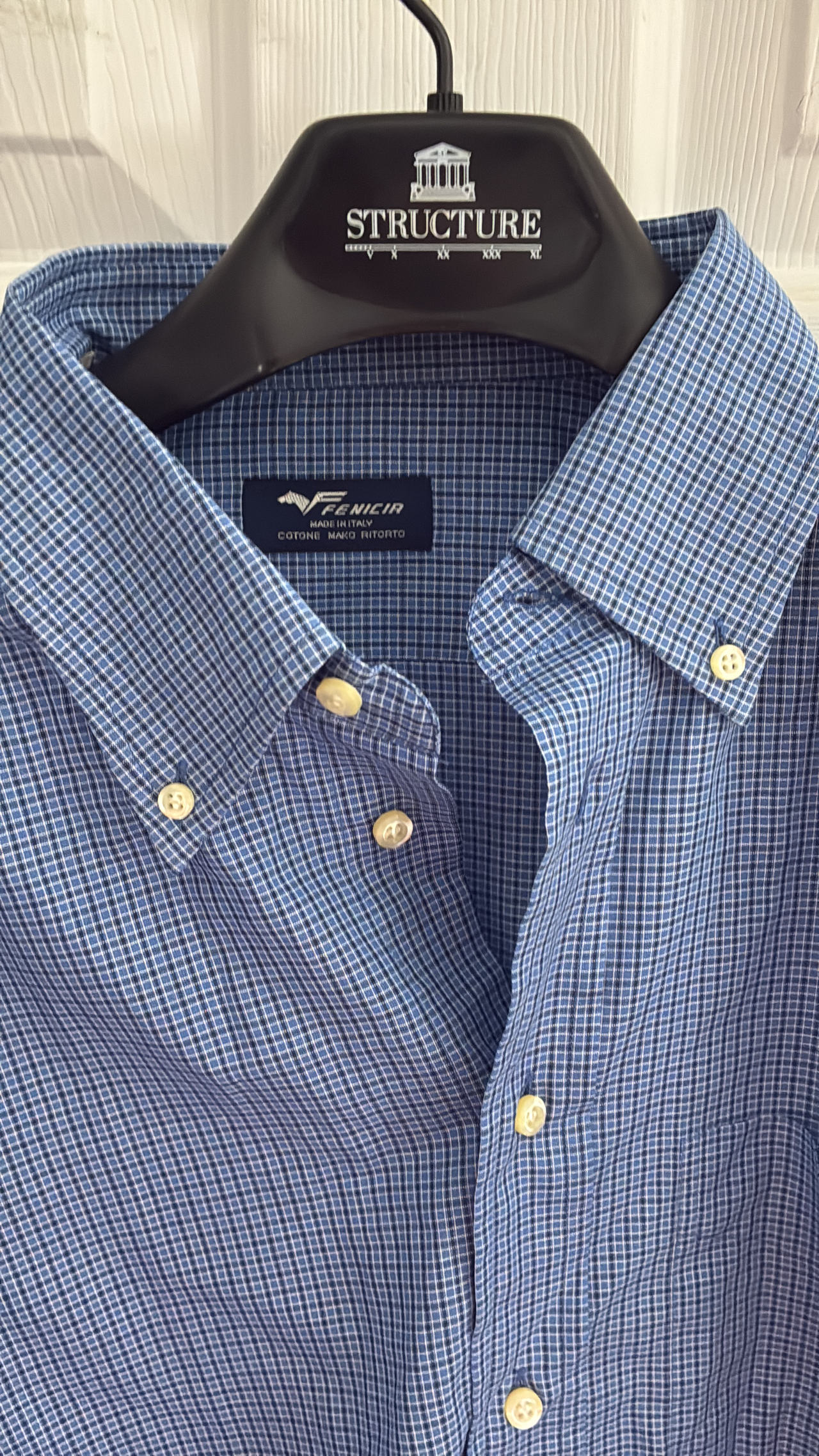 Fenicia Mako Cotton Micro-Check Button Down Shirt