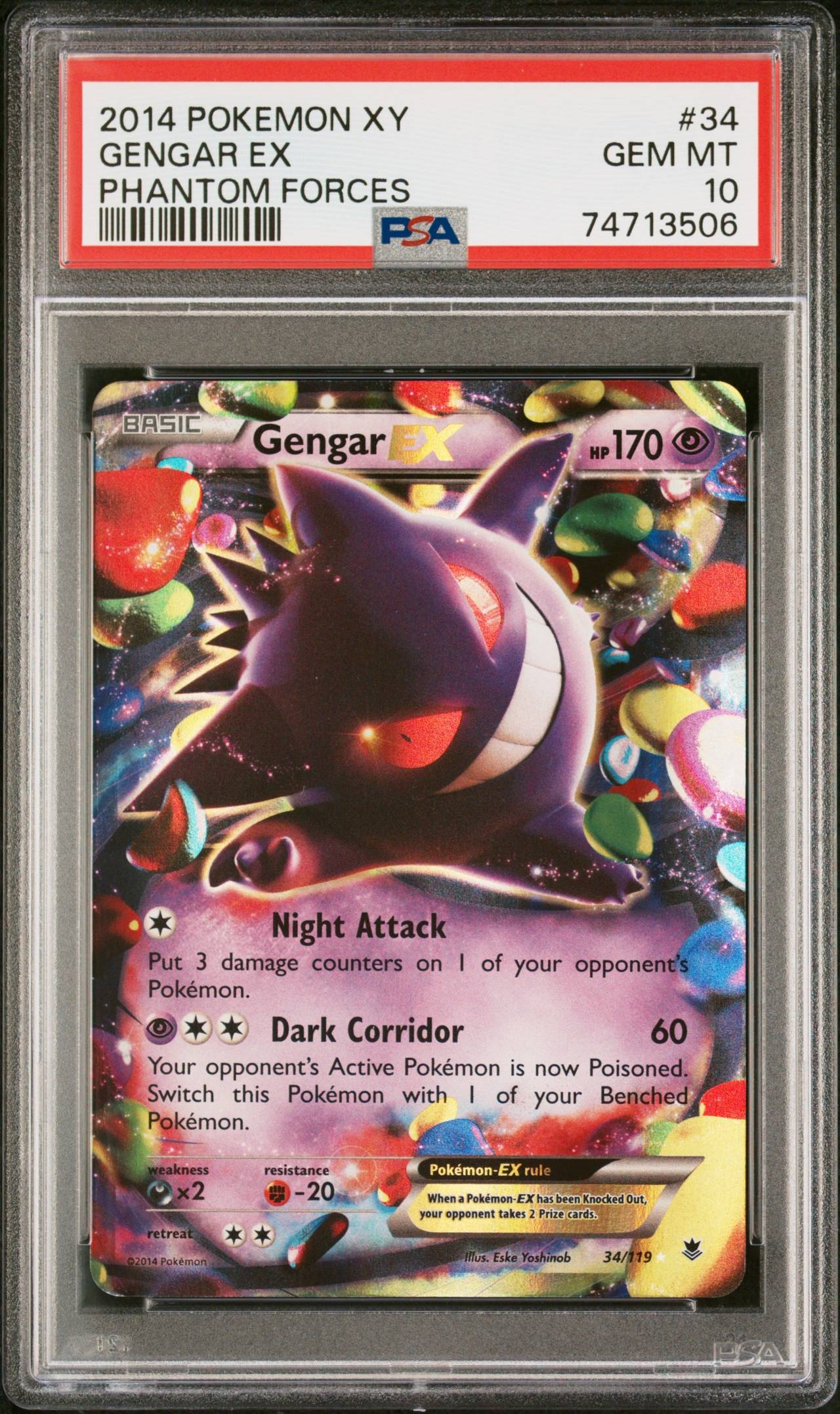 2014 Pokemon XY Phantom Forces Gengar EX #34 PSA 10