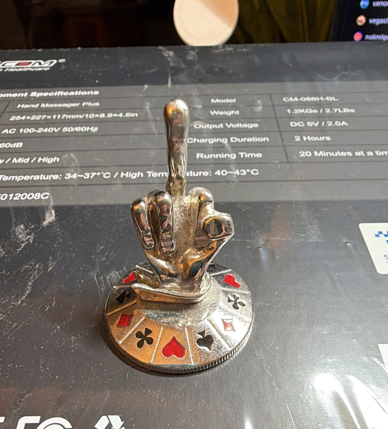 Middle Finger Hand Statue poker card protector