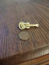 Vintage Gold Tone Acoustic Guitar Pin Brooch - Image 1