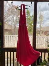 Tadashi Shoji Red Halter Neck Embellished Evening Gown - Image 5