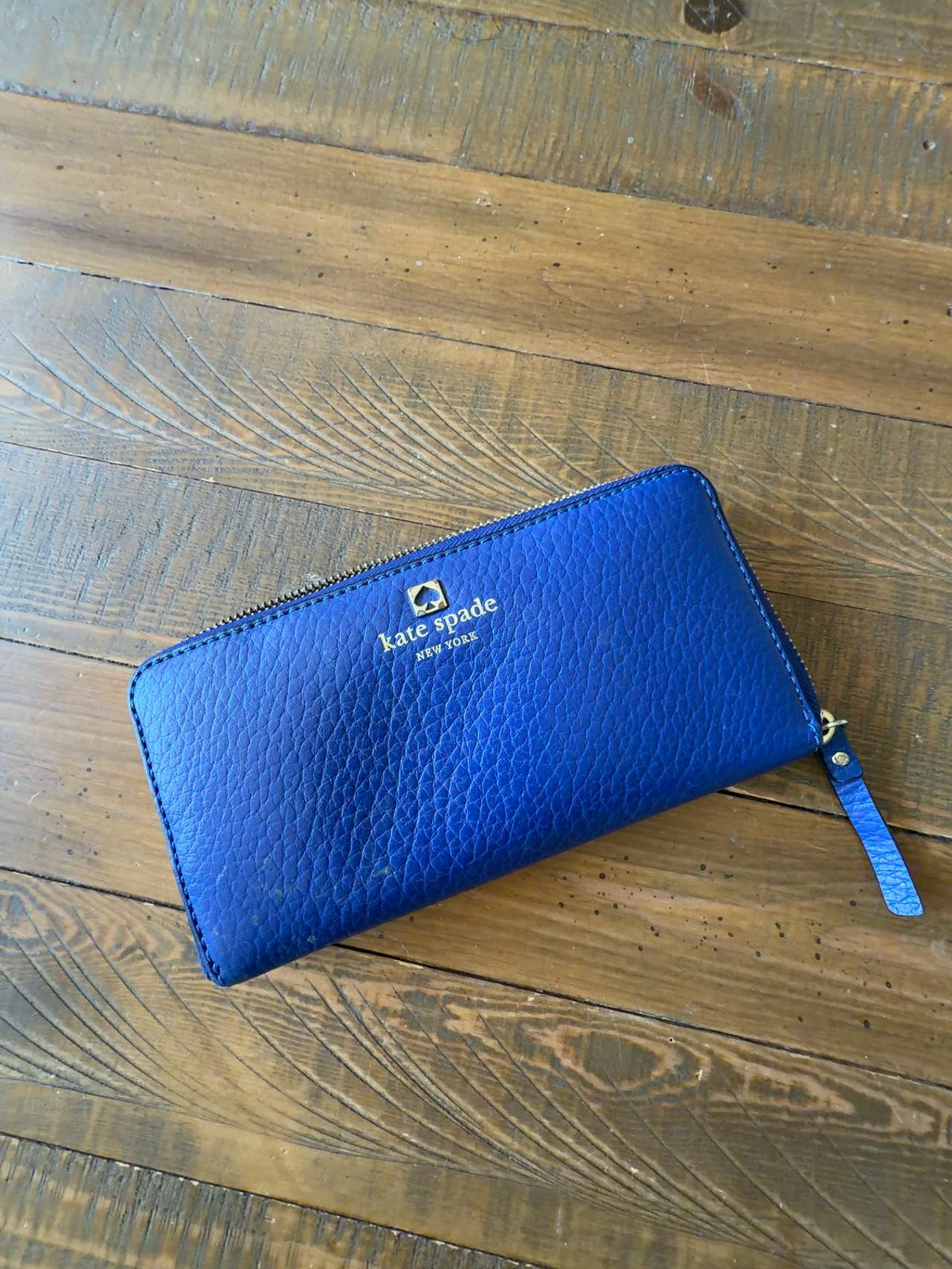 Kate Spade Royal Blue Pebbled Leather Zip Around Wallet