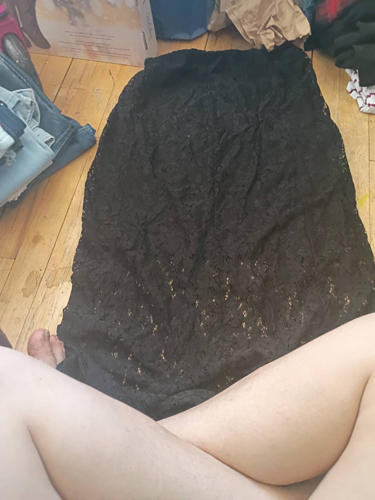 Black Lace Midi Skirt