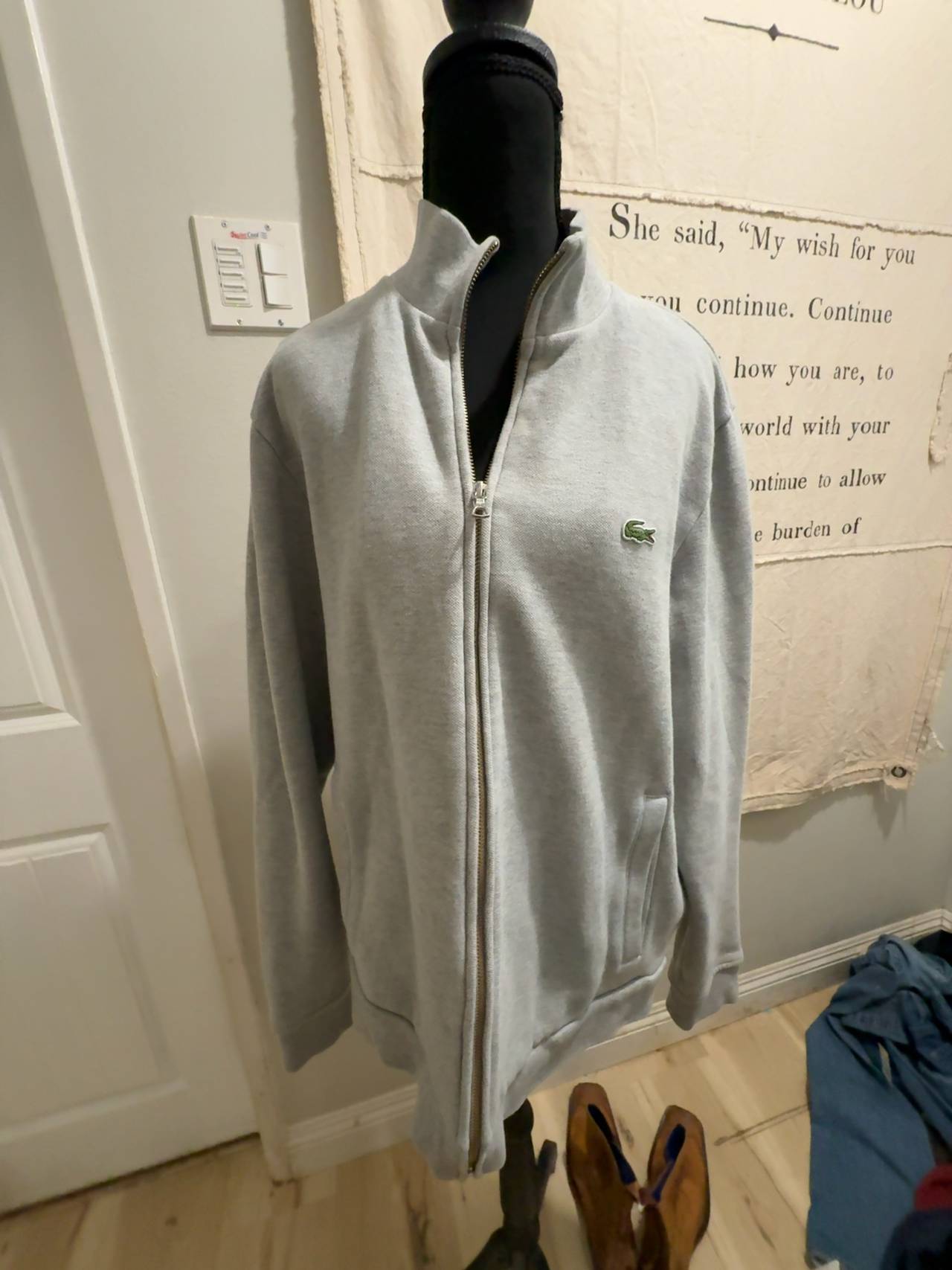 Lacoste Men's Stand-Up Collar Piqué Fleece Jacket Grey