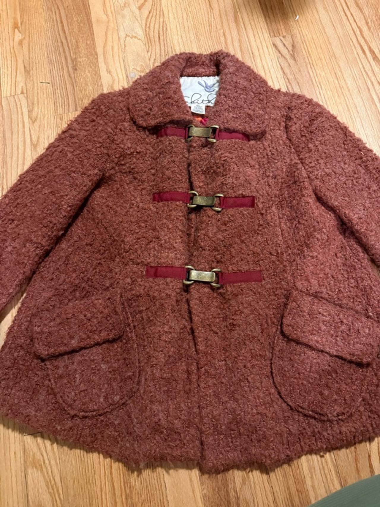 Anthropologie Boucle Wool Blend Toggle Coat in rust
