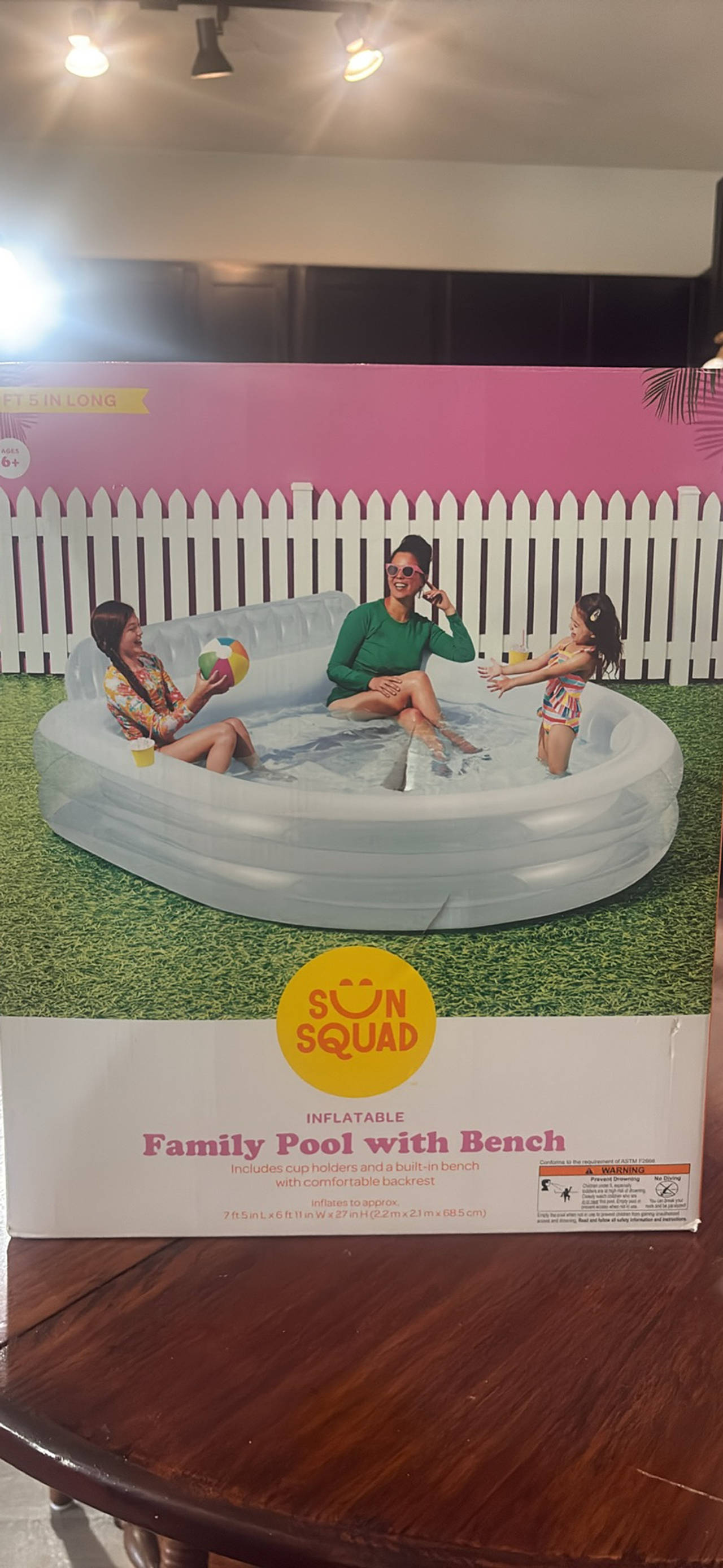 Sun Squad Inflatable Family Pool with Bench
