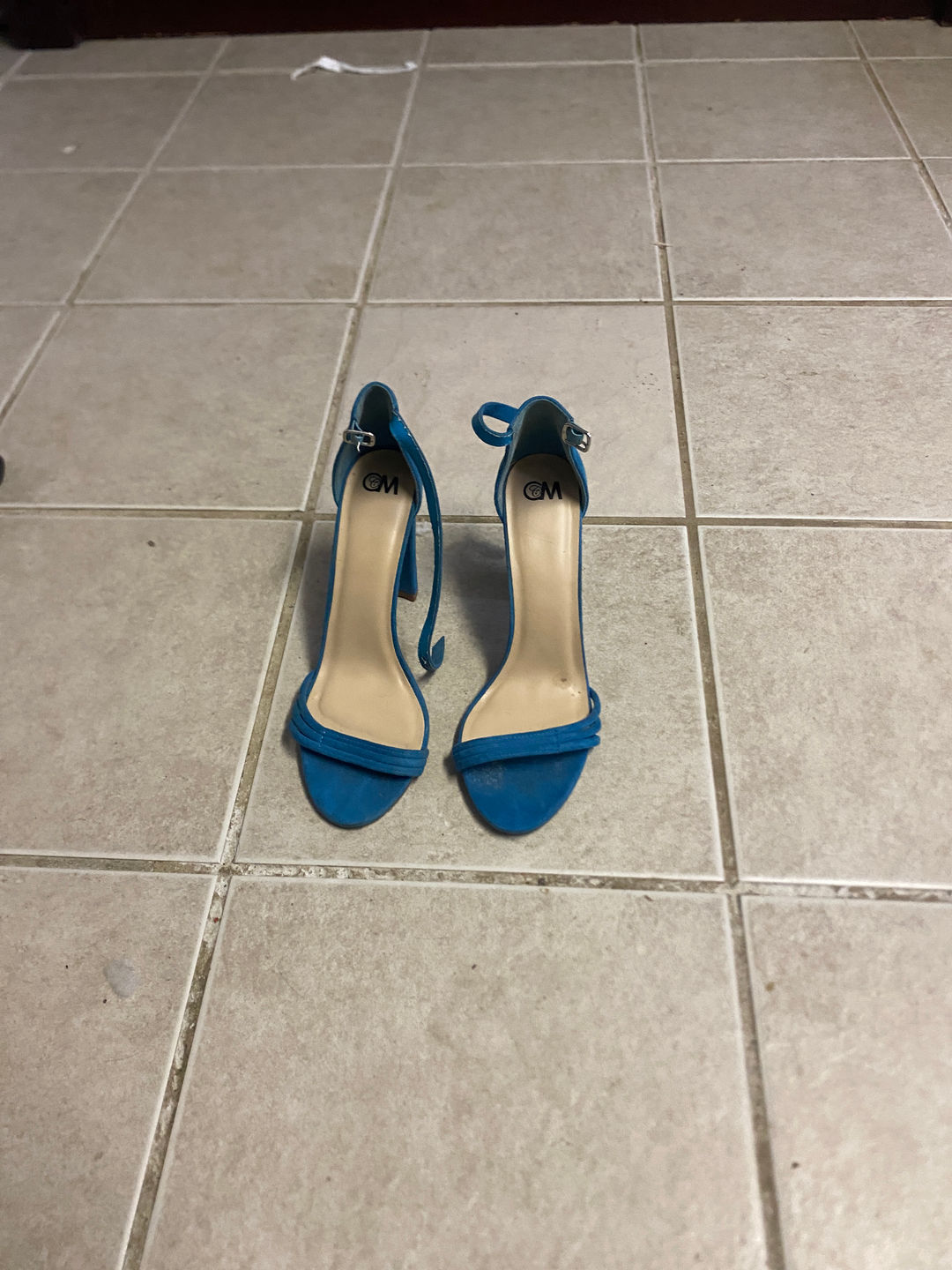 Women's Blue Ankle Strap Heeled Sandals