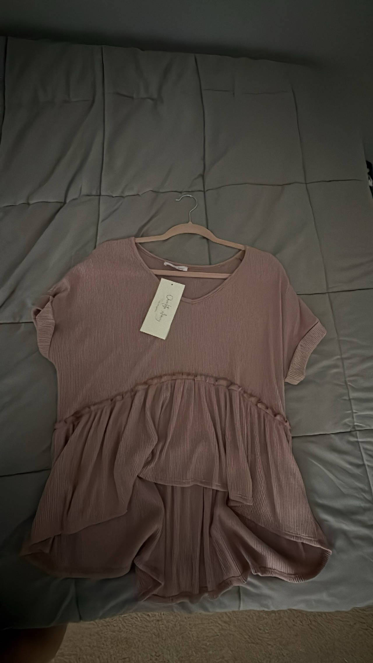 Charolette Avery Ruffle Hem Short Sleeve Shirt