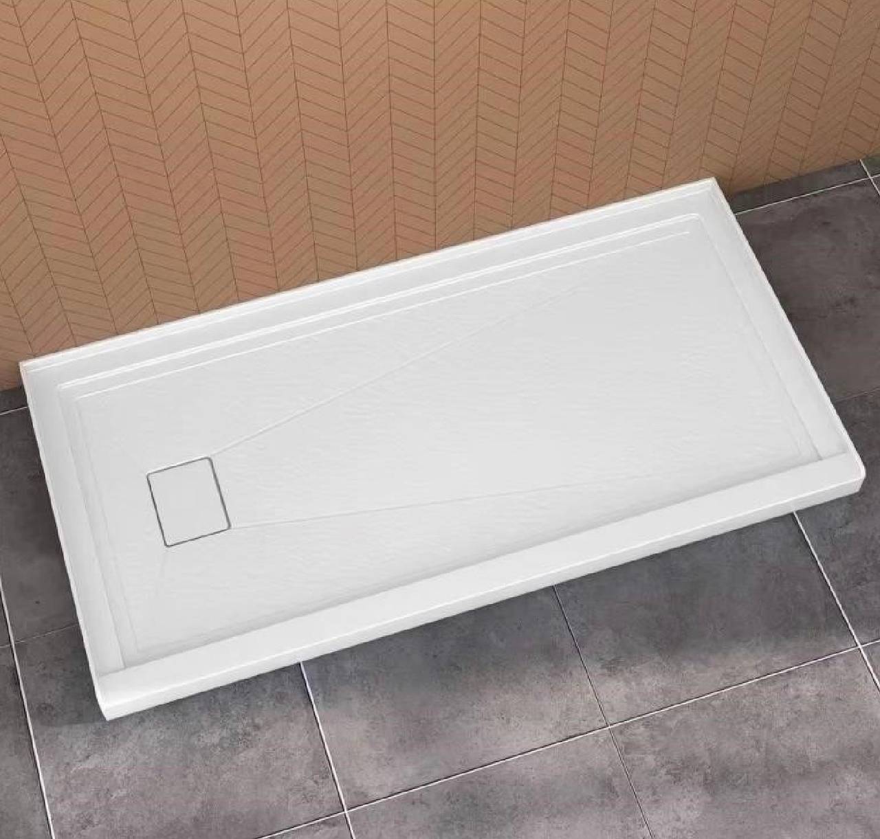 Rectangular Threshold Alcove 72” x 36”Shower Pan w/Square Left Drain - Brand New