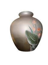 Vintage Frosted Glass Enameled Lotus Vase - Image 4