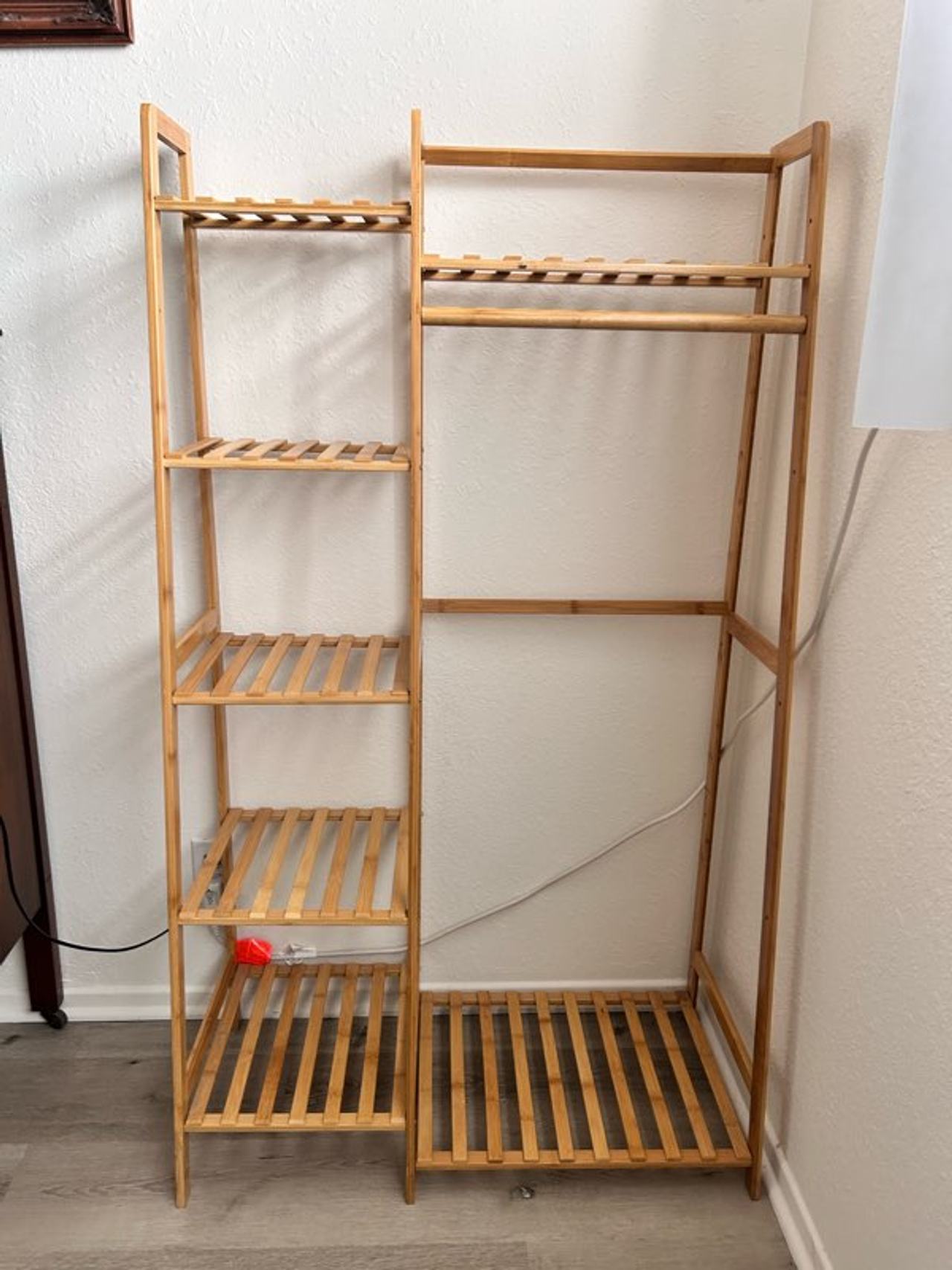 Bamboo Garment Rack with Shelves