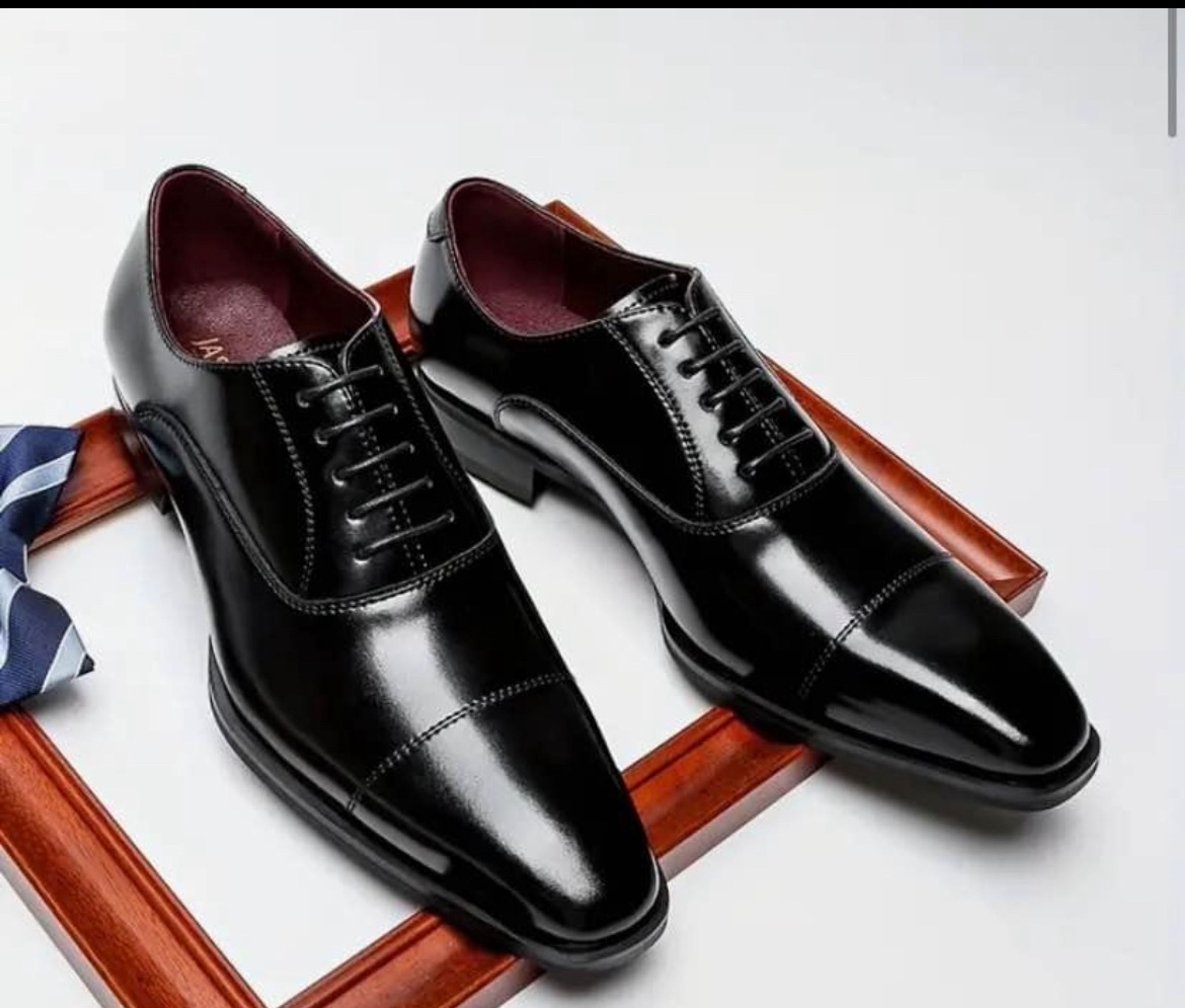 Men's Black Cap Toe Oxford Dress Shoes