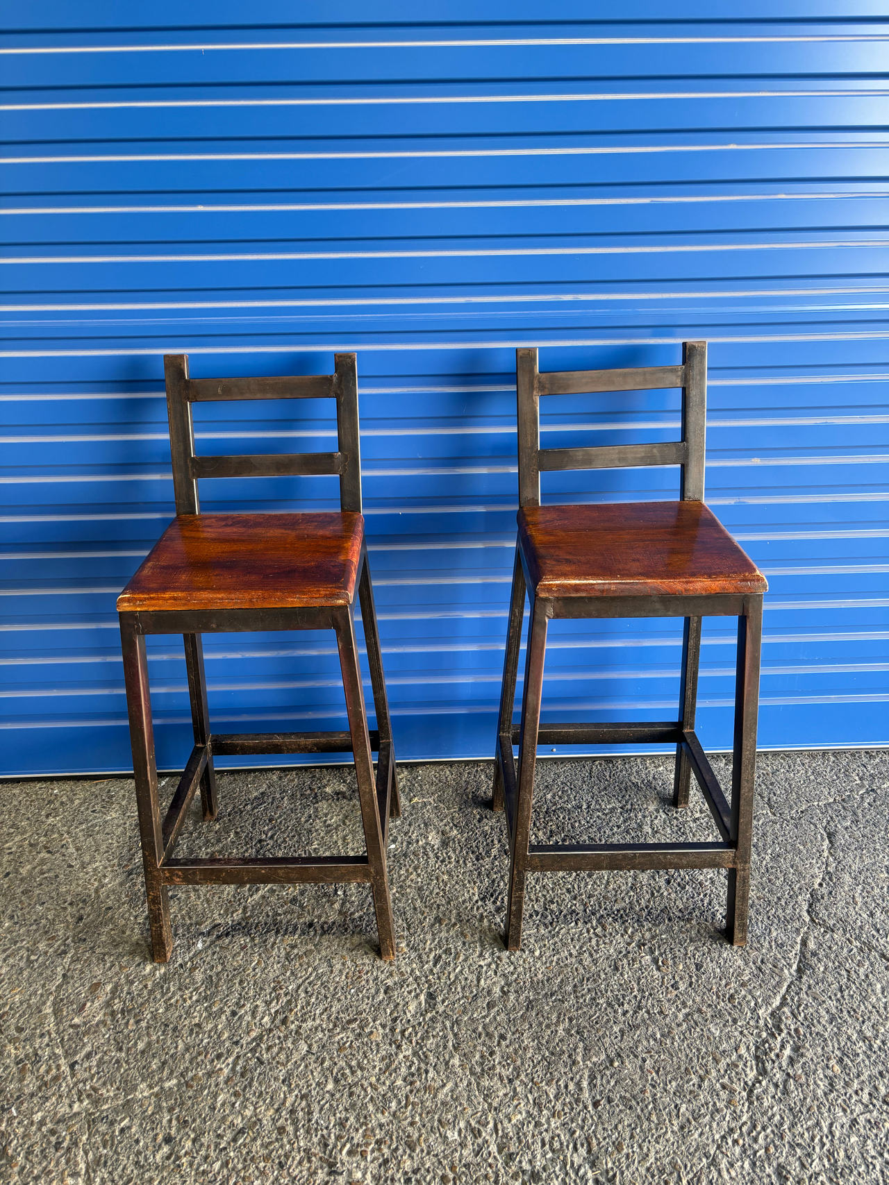 Industrial Metal and Wood Bar Stools