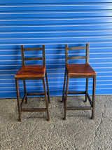 Industrial Metal and Wood Bar Stools - Image 1