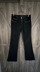Unique Caché Black Jeans with leopard trim! Pants Size 6 - Image 2