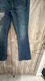 Hot Topic Skull and Cross Flare Jeans Size 11 Goth wide leg - Image 5