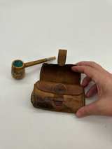 Vintage Corn Cob Pipe, Knife, and Leather Pouch Set - Image 5
