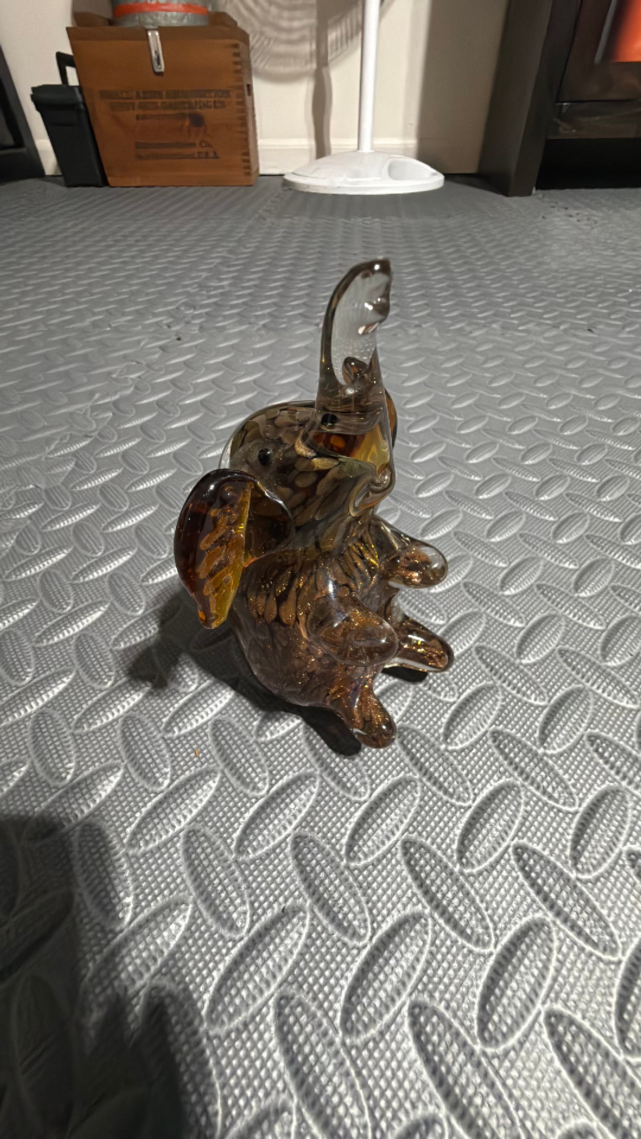 Murano Glass Elephant Figurine Amber