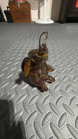 Murano Glass Elephant Figurine Amber - Image 1