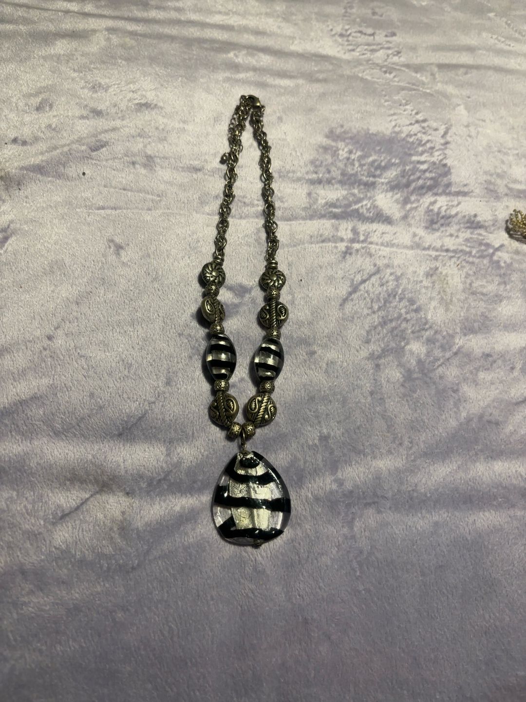 Zebra Jasper Sterling Southwestern Lariat Necklace