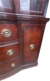 Vintage Mahogany Serpentine Front China Cabinet Hutch - Image 2