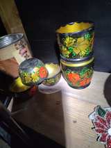 Vintage Russian Khokhloma Hand-Painted Wooden Bowls and Cups - Image 2