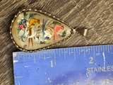 Vintage Hand Painted Bird Shell Pendant - Image 1