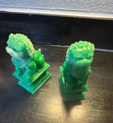 Pair of Green Resin Foo Dog Statues - Image 1