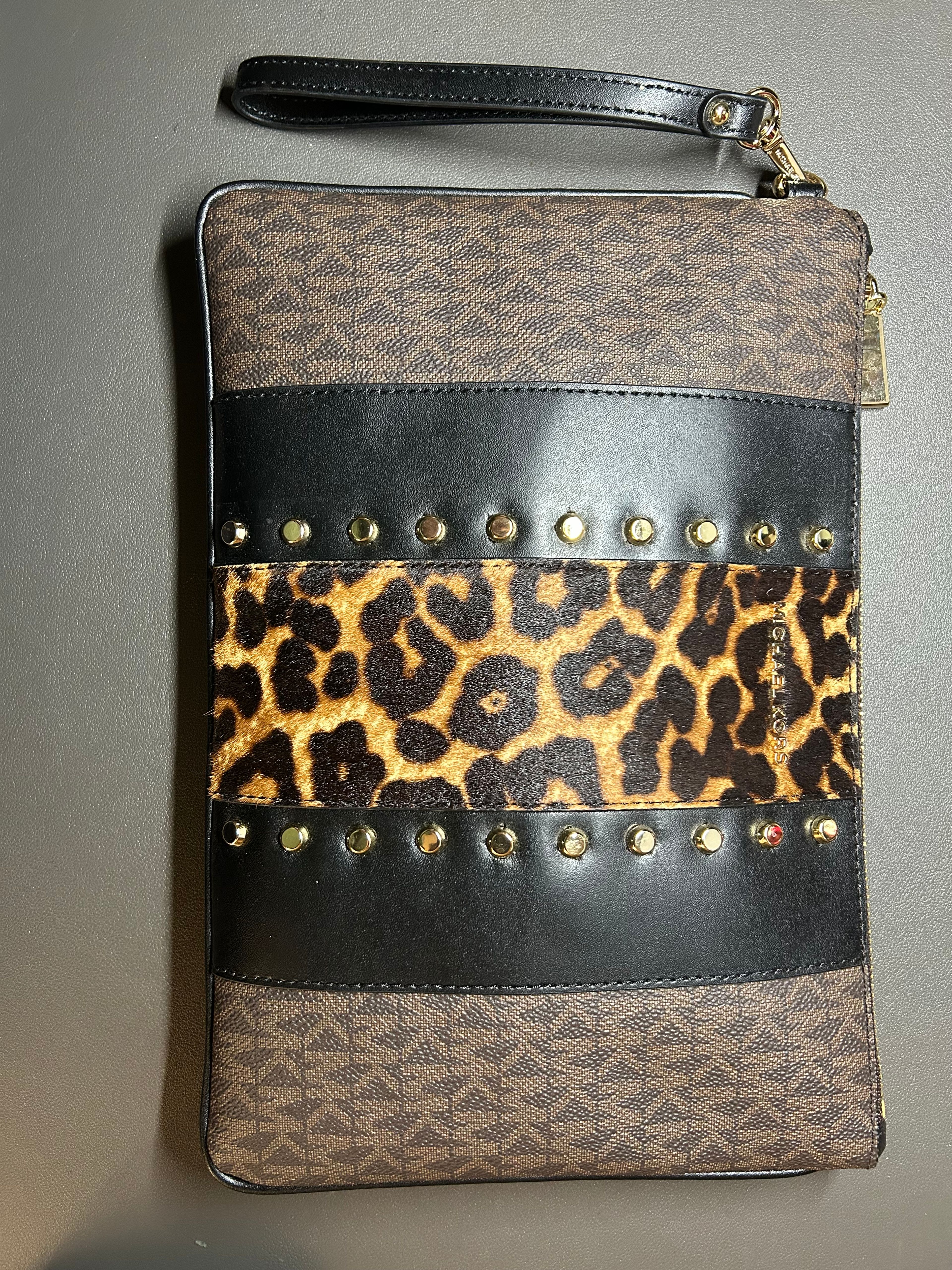 MICHAEL KORS | Calf Hair Clutch Wristlet Purse Animal Print Gold Hardware - Image 7