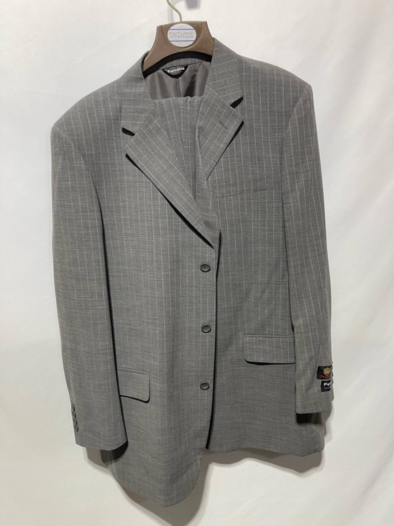 Ferretti Gray Stripe Suit Jacket and Matching Pants Set