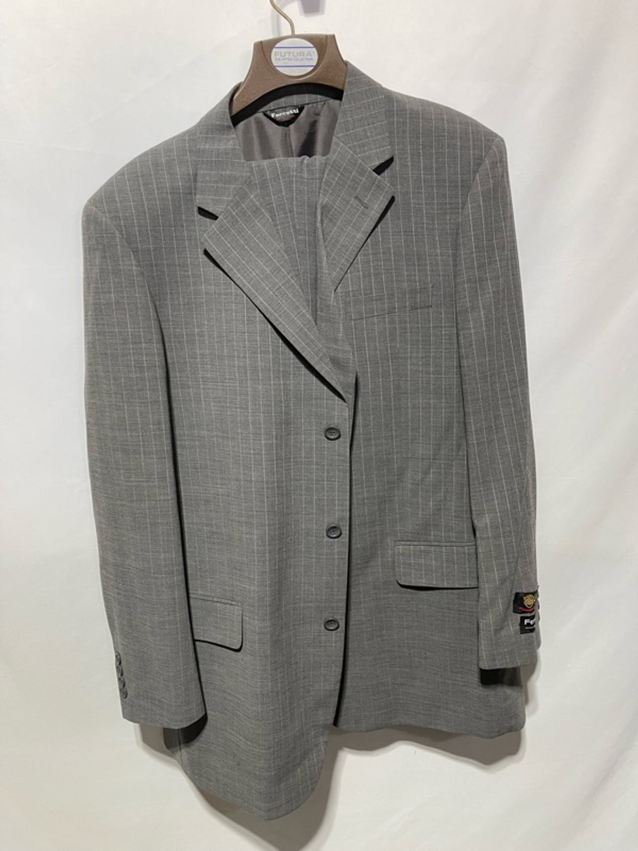Ferretti Gray Stripe Suit Jacket and Matching Pants Set
