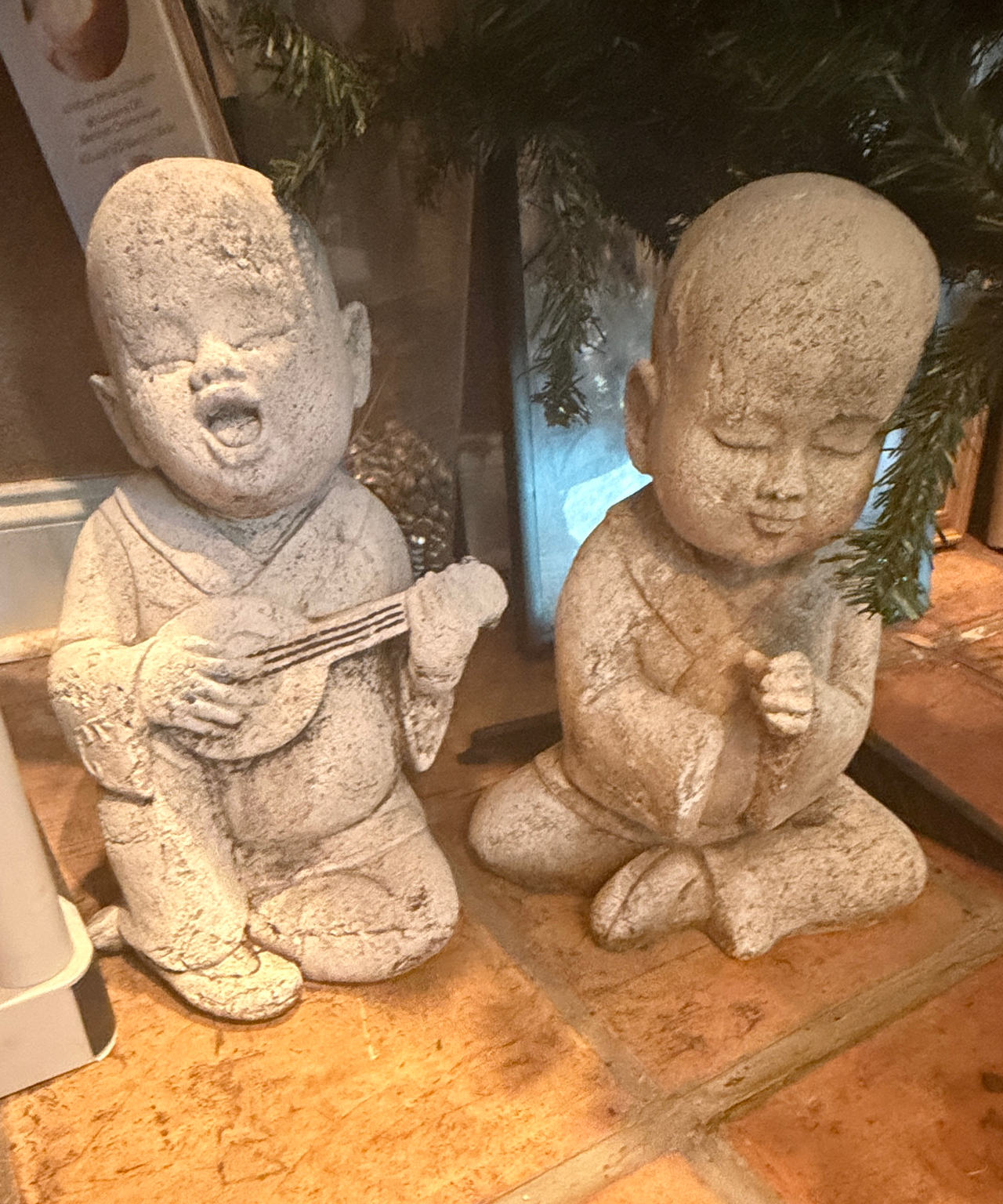 Baby Monk Garden Statues Set of 2