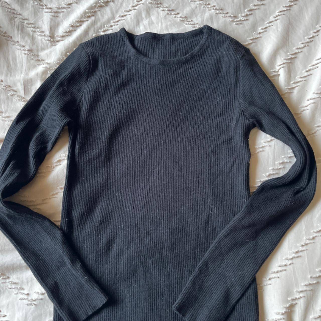 Black Ribbed Long Sleeve Shirt