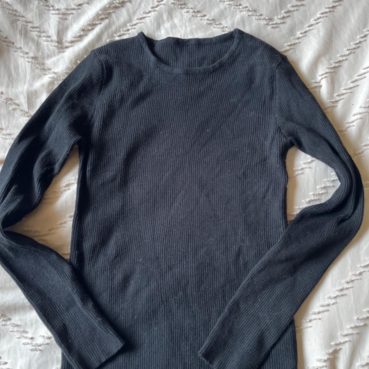 Black Ribbed Long Sleeve Shirt