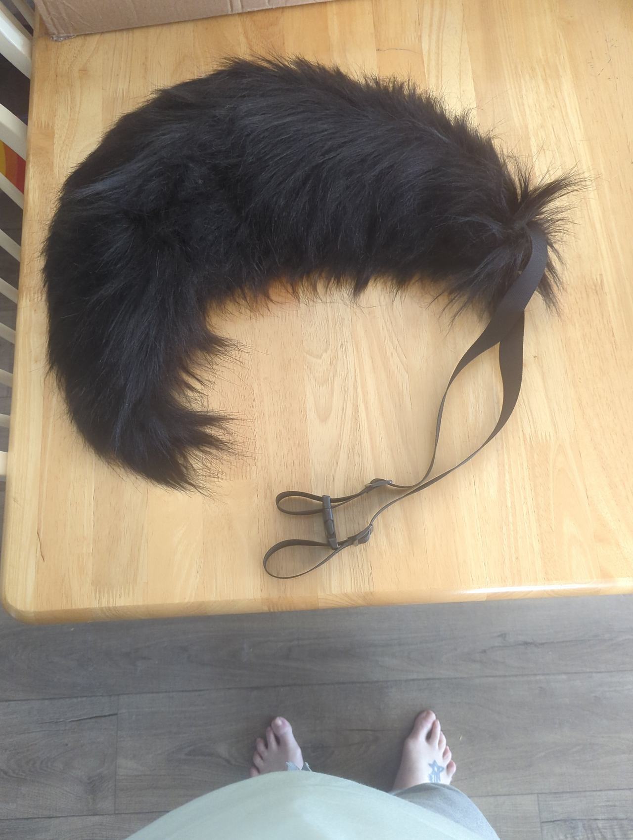 Black Faux Fur Costume Tail with Waist Strap