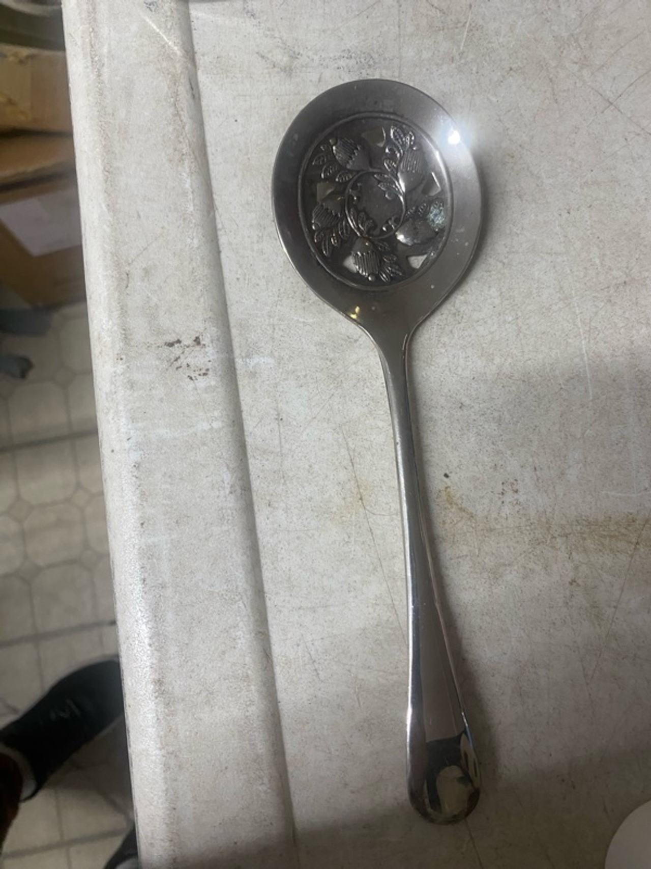Vintage Silver-plated Acorn Slotted Serving Spoon