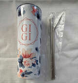 New Gigi Floral 20oz Skinny Tumbler, straws included - Image 1