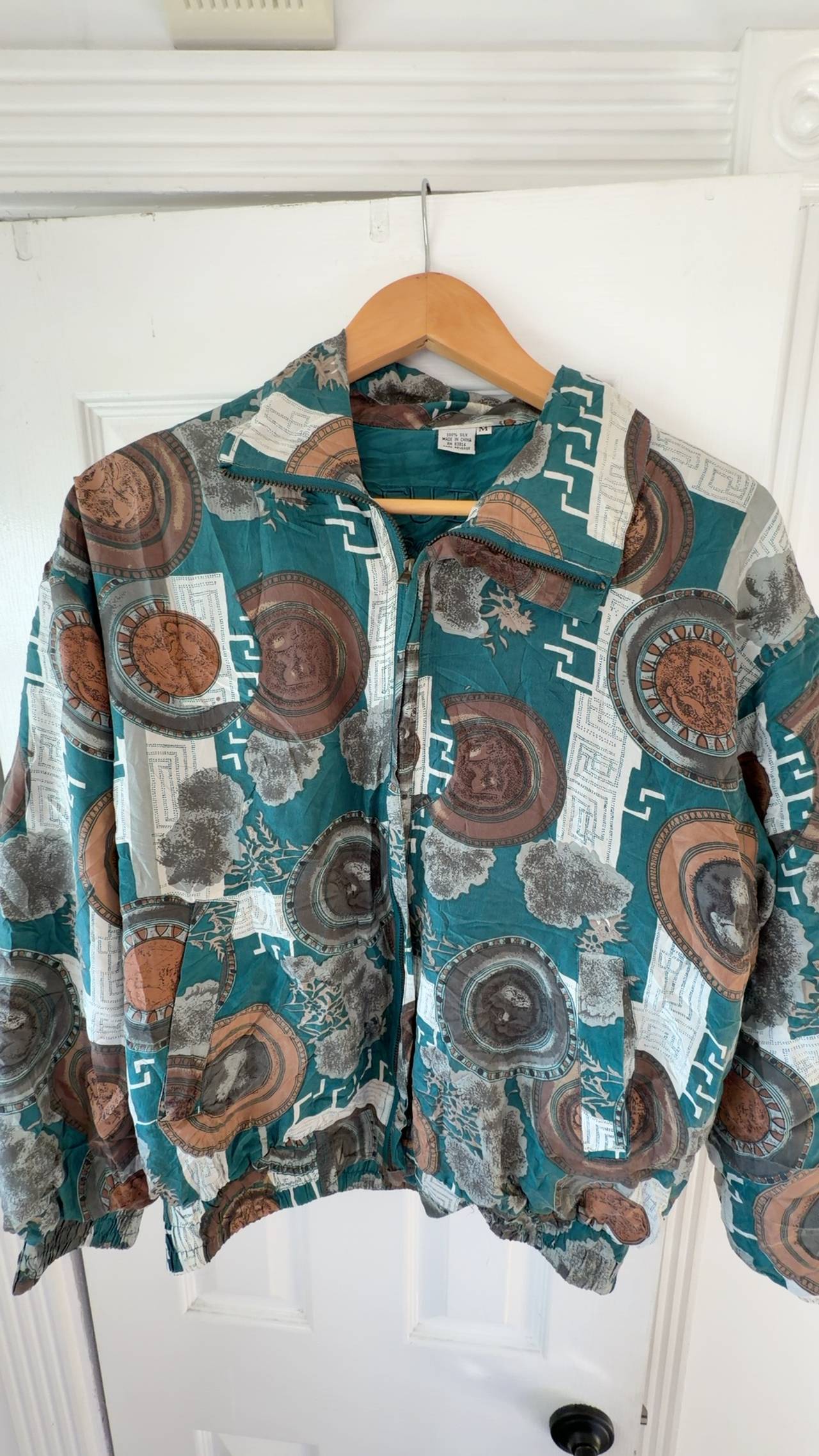 Fuda International Vintage Silk Bomber Jacket Medium Retro 1980s 80s