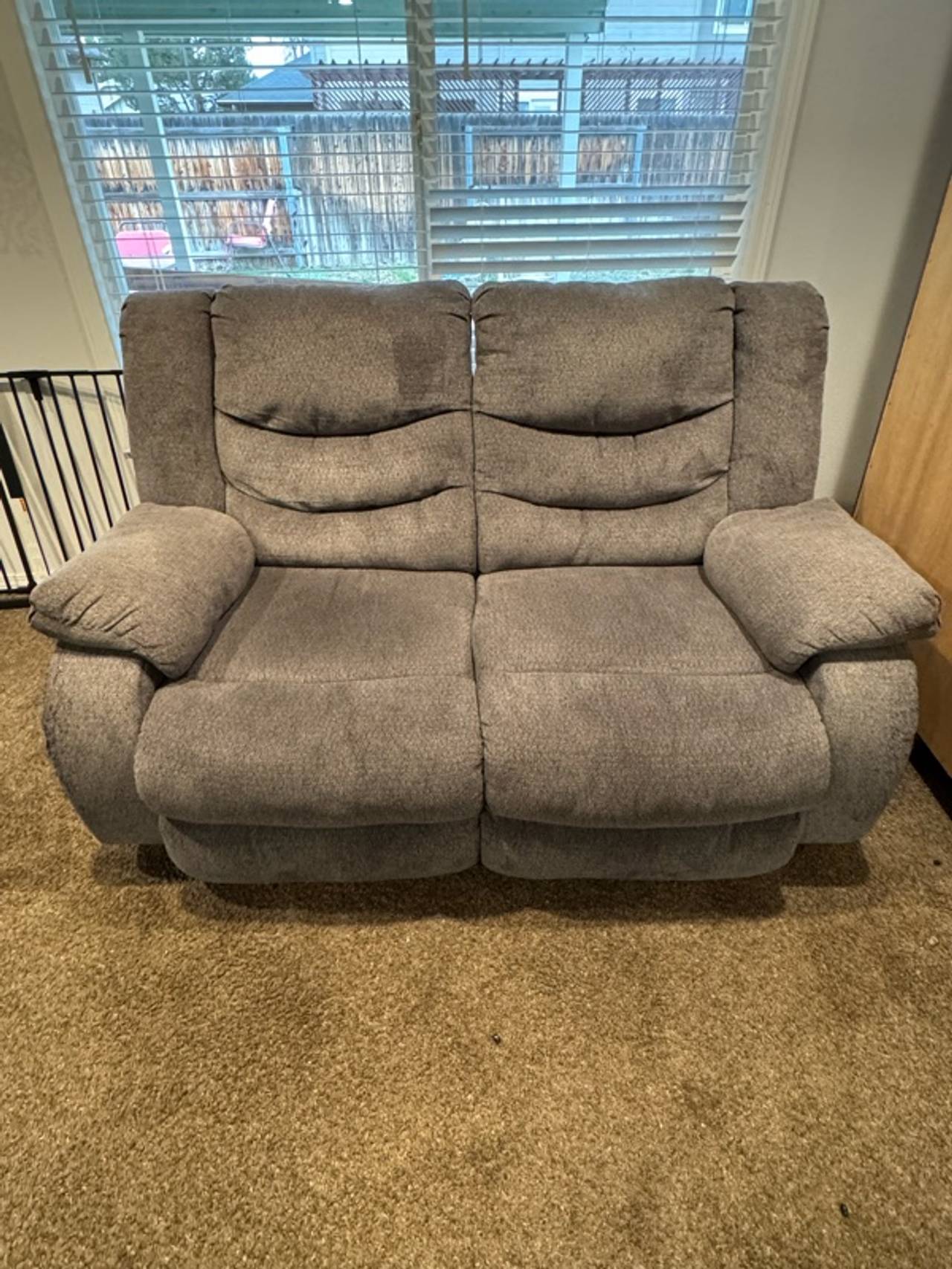 Ashley Tulen Reclining Loveseat Gray Fabric
