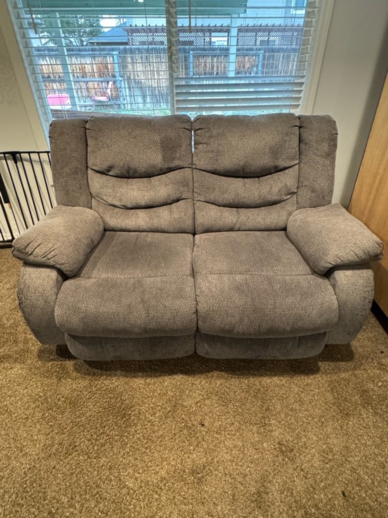 Ashley Tulen Reclining Loveseat Gray Fabric