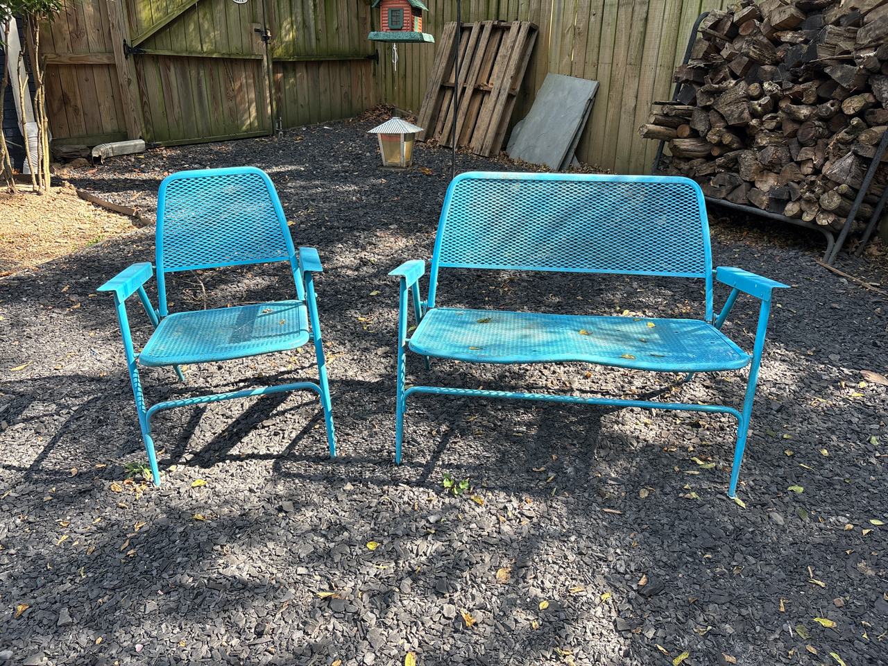 Vintage Metal Patio Chair and Glider Set
