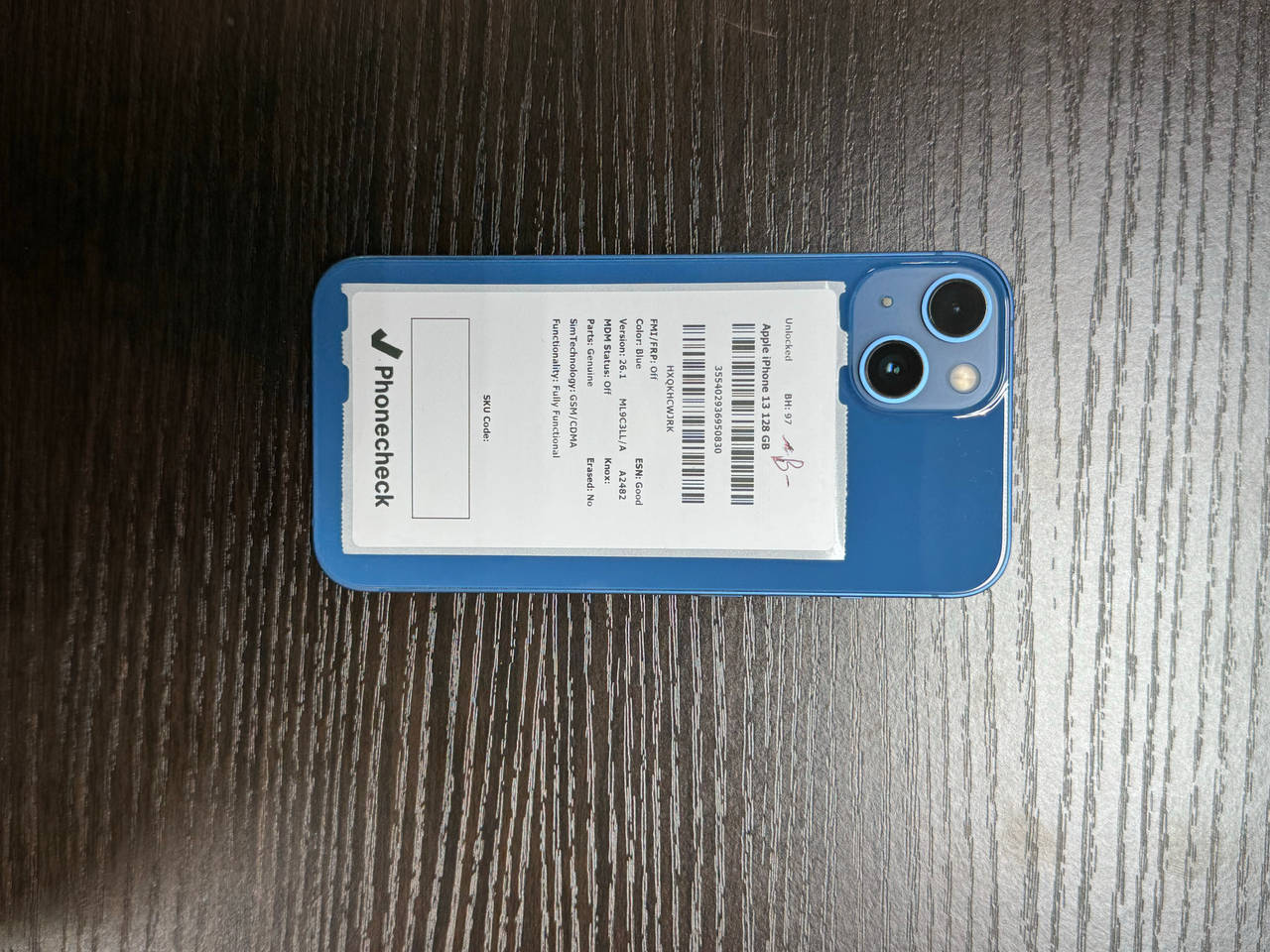 Apple iPhone 13 128GB Blue Unlocked 97% Battery