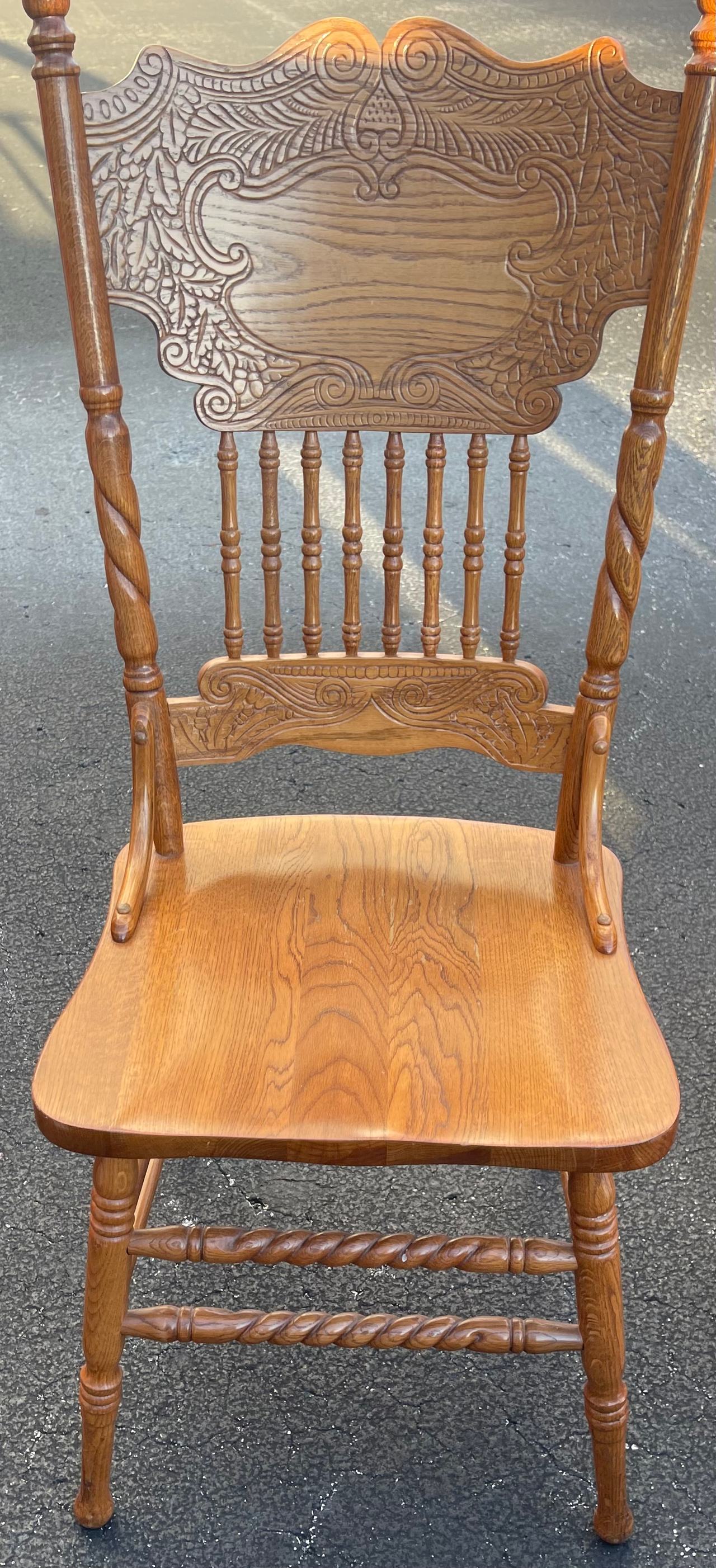 Victorian Style Pressed Back Oak Chair