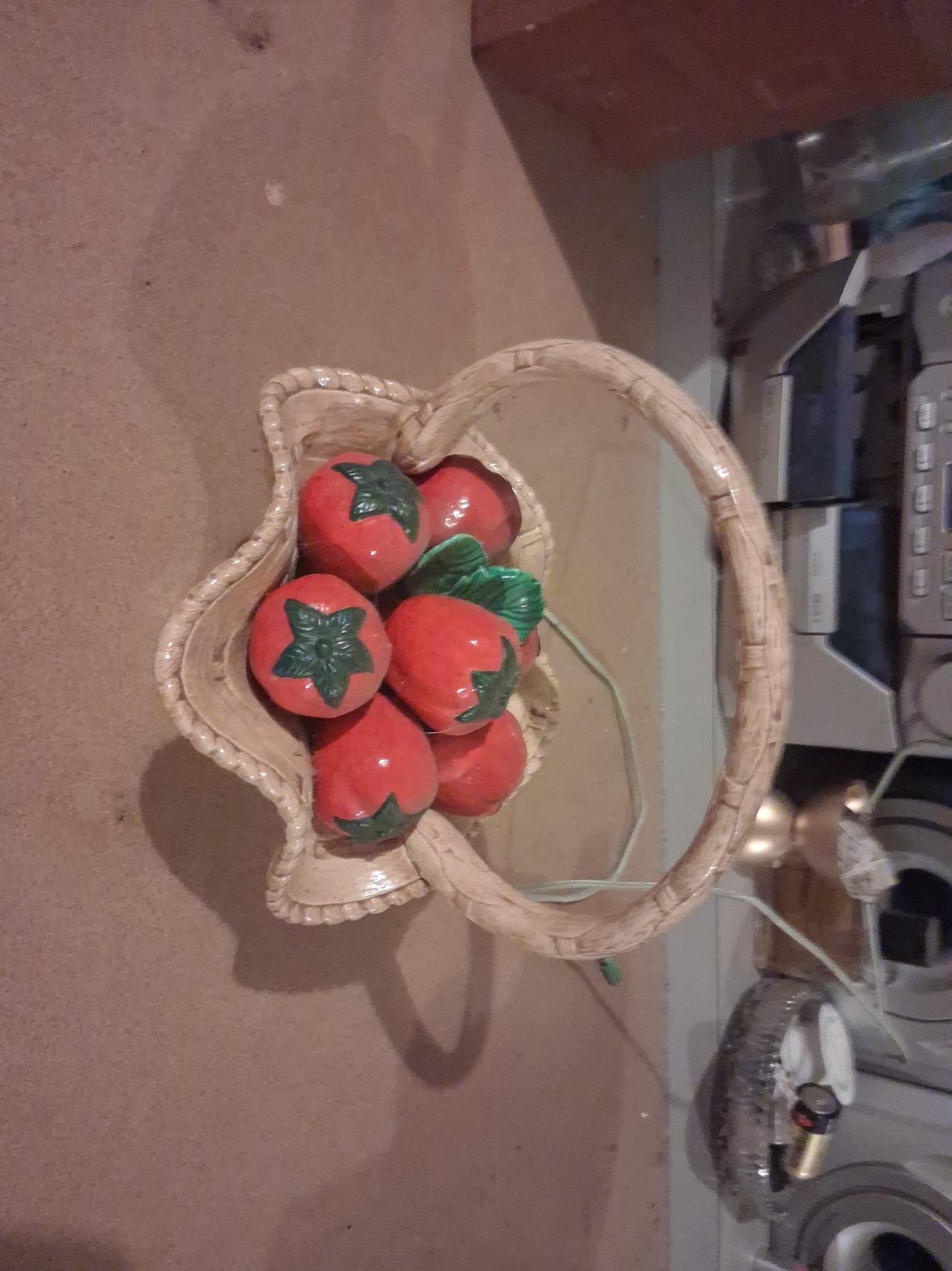 Vintage Ceramic Strawberry Basket Lamp
