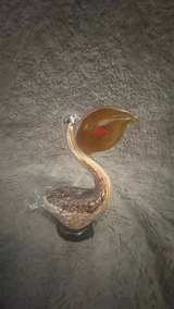 Murano Style Hand Blown Art Glass Bird Figurine Amber Head Speckled Body Vintage - Image 8